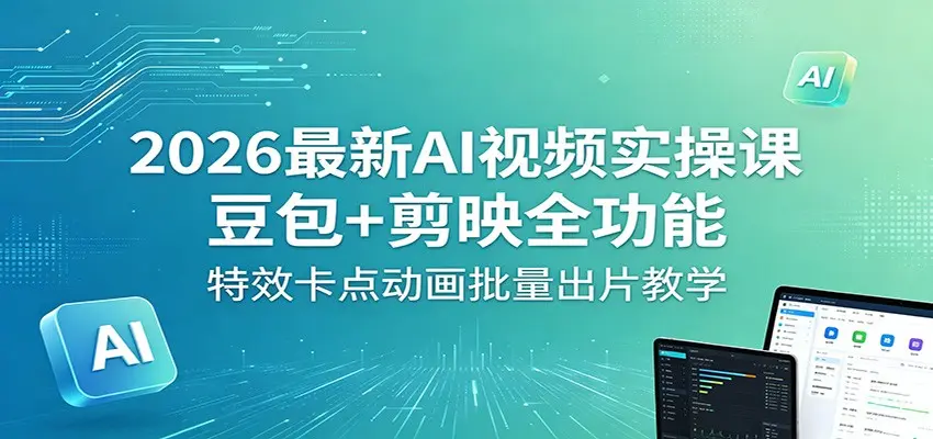 2026最新AI视频实操课：豆包+剪映全功能，特效卡点动画批量出片教学 第1张