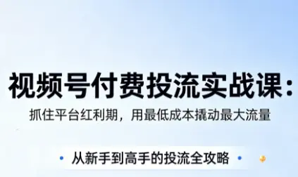 渔财老师·视频号付费投流实战课(更新5月) 第1张