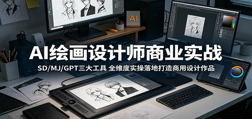 AI绘画设计师商业实战：SD/MJ/GPT三大工具，全维度实操落地打造商用设计作品 第1张
