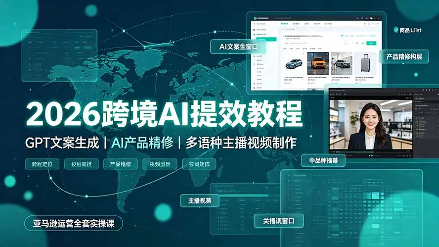 026跨境AI提效教程·GPT文案生成｜多语种主播视频制作，亚马逊运营全套实操课