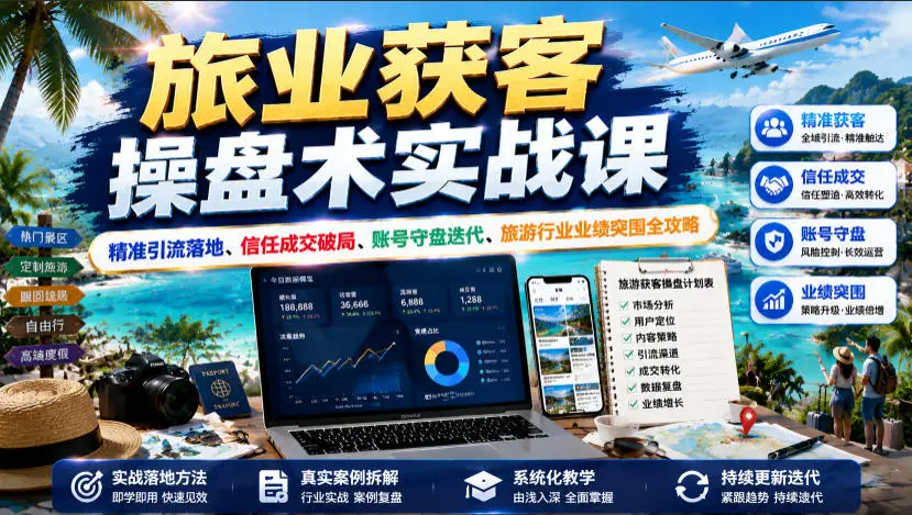 旅业获客操盘术实战课｜精准引流落地、信任成交破局