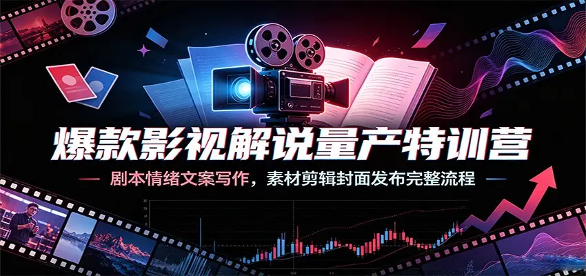 爆款影视解说量产特训营：剧本情绪文案写作，剪辑发布完整流程