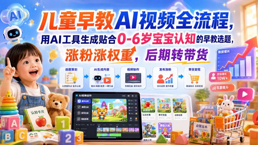 儿童早教AI视频全流程，用AI工具生成贴合0-6岁宝宝认知的早教选题