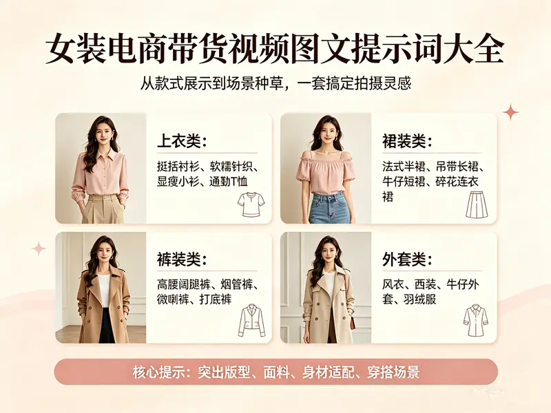 女装电商带货视频图文AI提示词大全