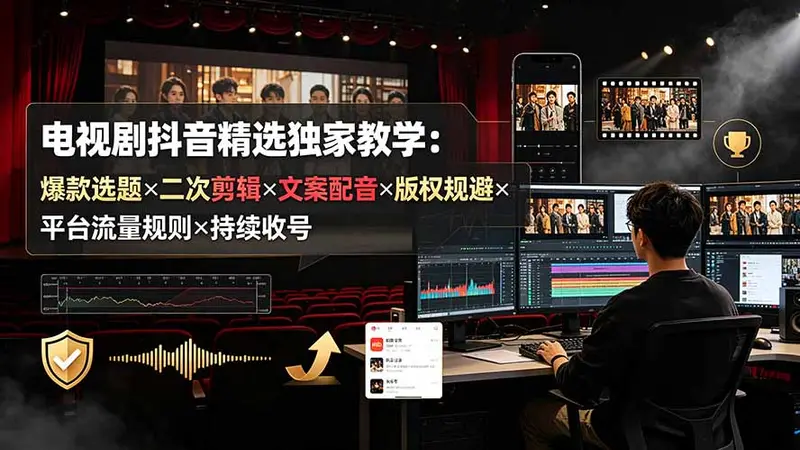 电视剧抖音精选独家教学：爆款选题×二次剪辑×文案配音 第1张