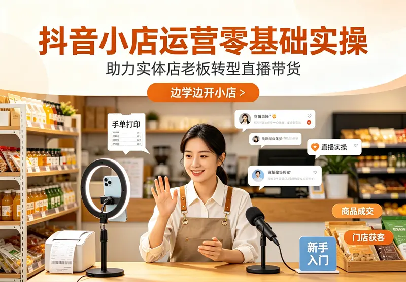 抖音小店运营零基础实操，助力实体店老板转型直播带货