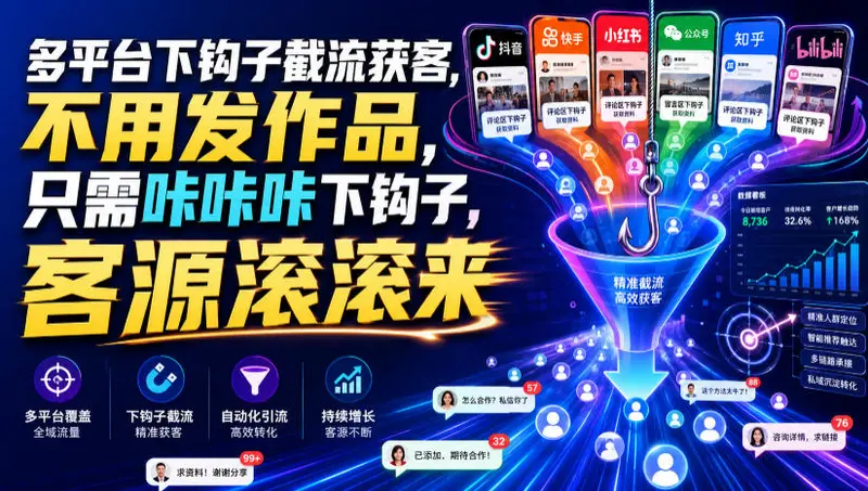 多平台下钩子截流获客，不用发作品