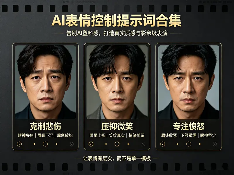 AI表情控制提示词合集，真实质感与影帝级表演