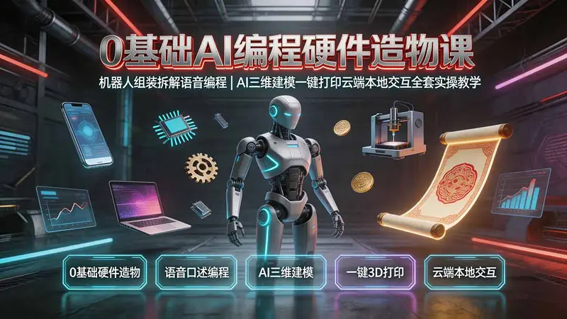 0基础AI编程硬件造物课｜机器人组装拆解语音编程