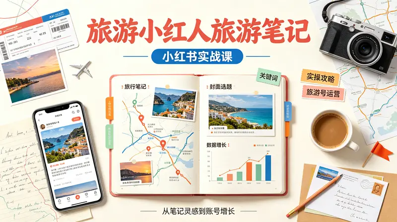 旅游小红人旅游笔记小红书实战课，小红书旅游号实操攻略分享