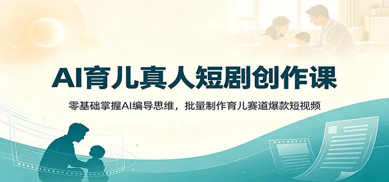 AI育儿真人短剧创作课：批量制作育儿赛道爆款短视频