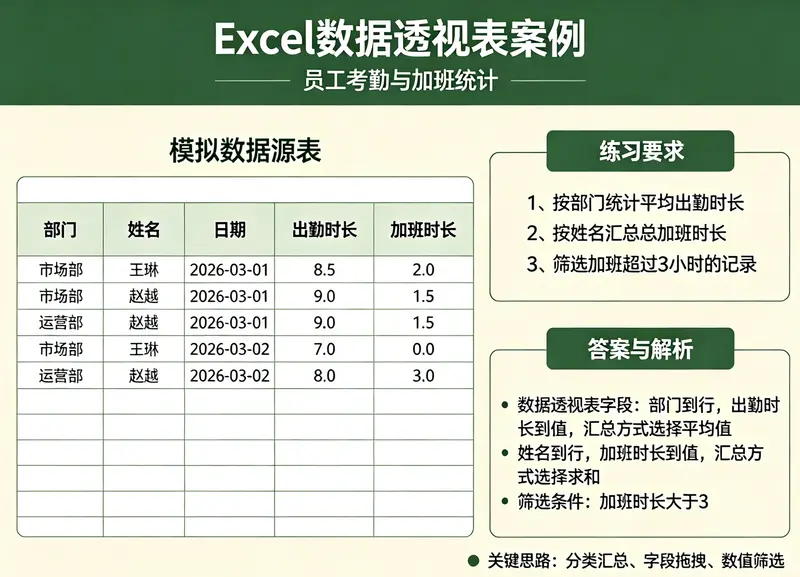工作中常用的Excel案例练习题，含答案与解析