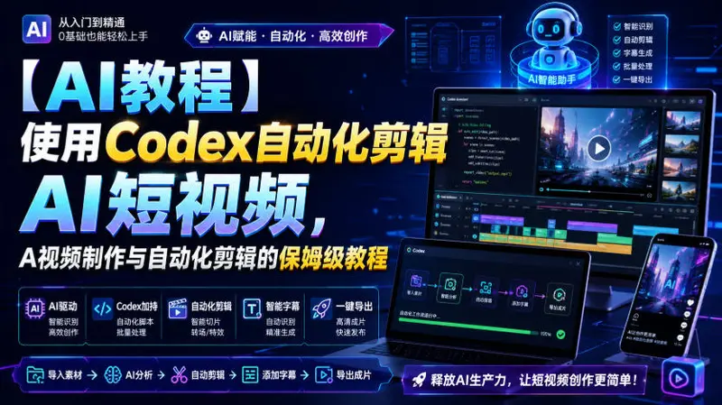 使用Codex自动化剪辑AI短视频，保姆级教程