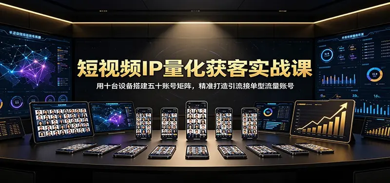 短视频IP量化获客实战课：用十台设备搭建五十账号矩阵