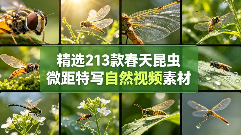 精选213款春天昆虫微距特写自然视频素材