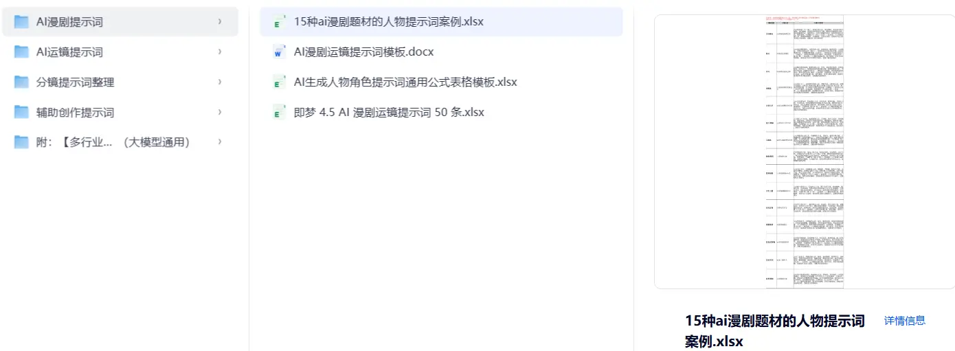 分镜画面提示词资源包+1000个分镜提示词 第3张