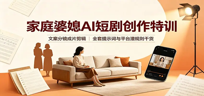 家庭婆媳AI短剧创作特训：文案分镜成片剪辑