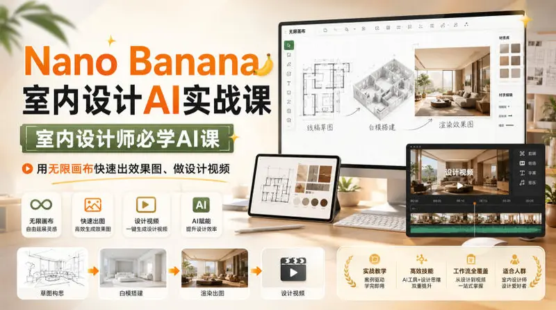 Nano Banana室内设计AI实战课，室内设计师必学AI课