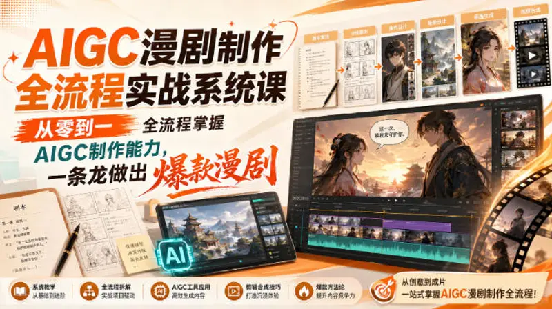 AIGC漫剧制作全流程实战系统课，一条龙做出爆款漫剧