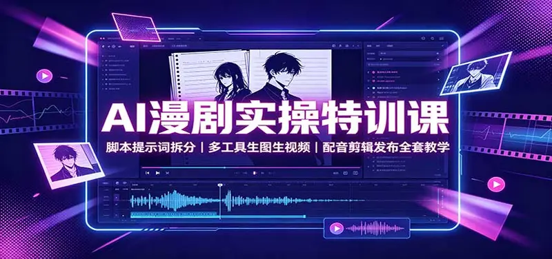 AI漫剧实操特训课：脚本提示词拆分，多工具生图生视频