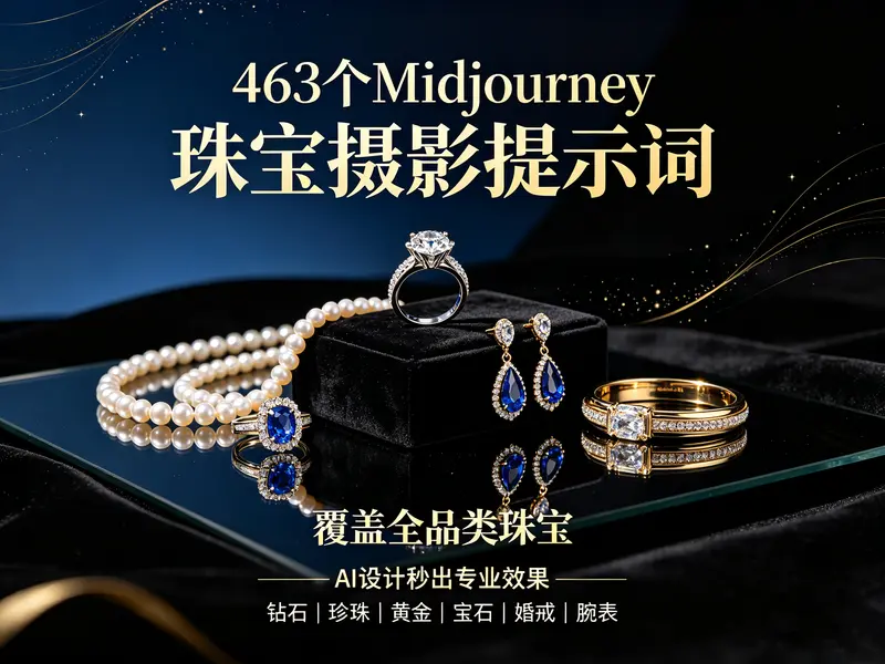 400多个珠宝摄影提示词，覆盖全品类，秒出专业级设计