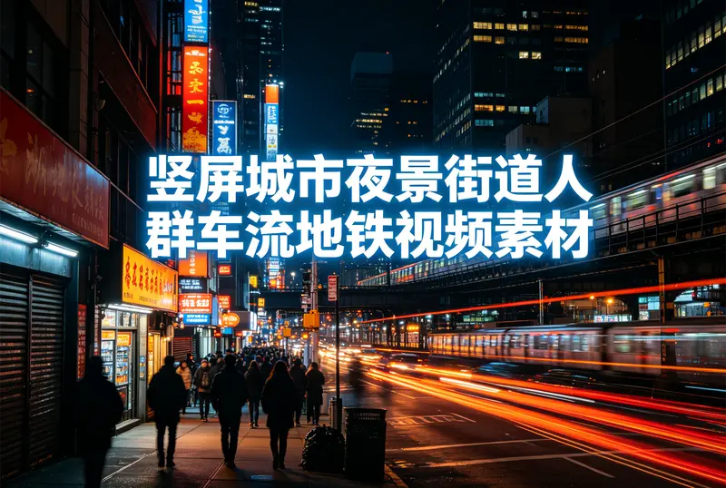 竖屏城市夜景街道人群车流地铁视频素材