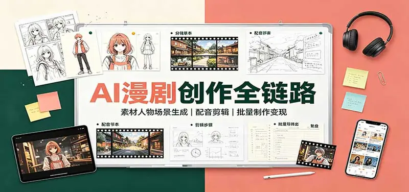 AI漫剧创作全链路：素材人物场景生成，配音剪辑，批量制作