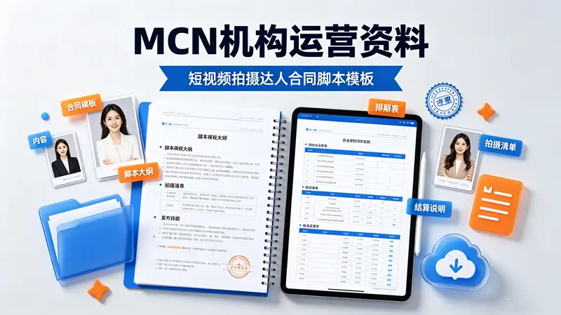 MCN机构运营资料，短视频拍摄达人合同脚本模板