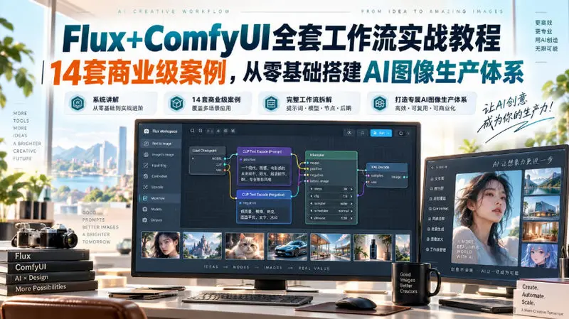 Flux+ComfyUI全套工作流实战教程｜14套商业级案例