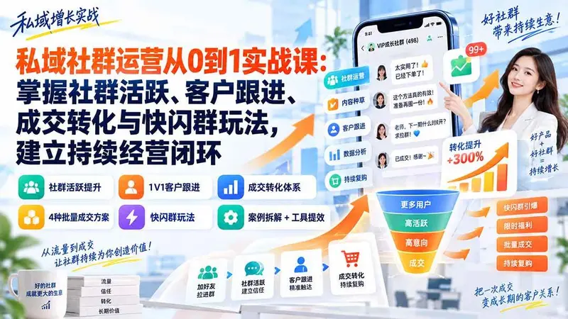 私域社群运营从0到1实战课，成交转化与快闪群玩法 第1张