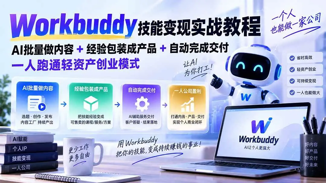 Workbuddy技能变现实战教程：AI批量做内容+经验包装成产品