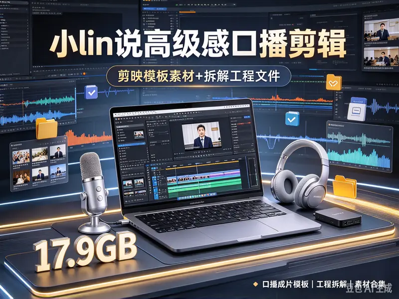 小lin说高级感口播剪辑剪映模板素材+拆解工程文件【17.9GB】