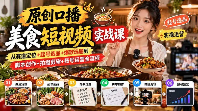 原创口播美食短视频实战课