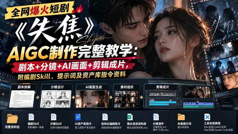 全网爆火短剧《失焦》AIGC制作完整教学：剧本+分镜+AI画面+剪辑成片