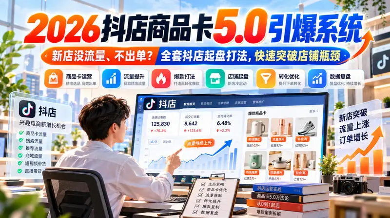 2026抖店商品卡5.0引爆店铺流量，全套抖店起盘打法