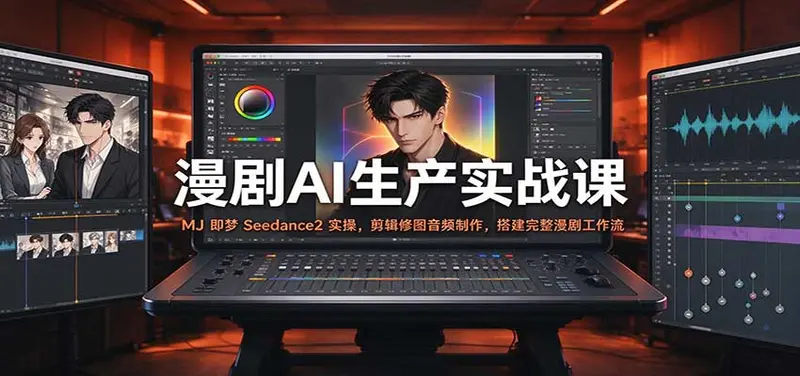 漫剧AI生产实战课：MJ 即梦 Seedance2 实操，剪辑修图音频制作