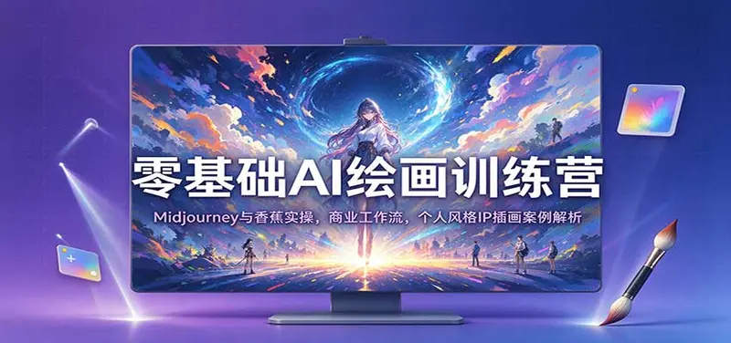 零基础AI绘画训练营：Midjourney与香蕉实操，商业工作流