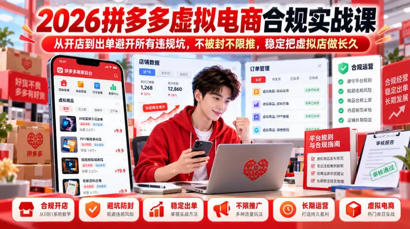 2026拼多多虚拟电商合规实战课