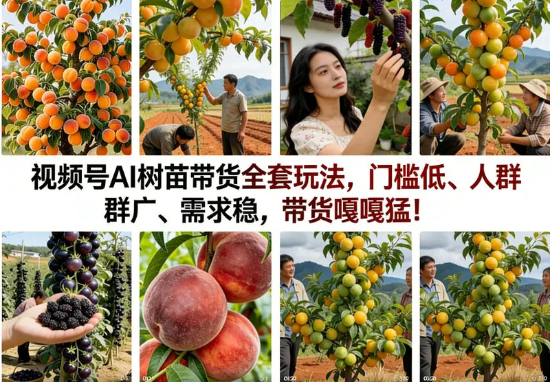 视频号AI树苗带货全套玩法，门槛低、人群广、需求稳，带货嘎嘎猛