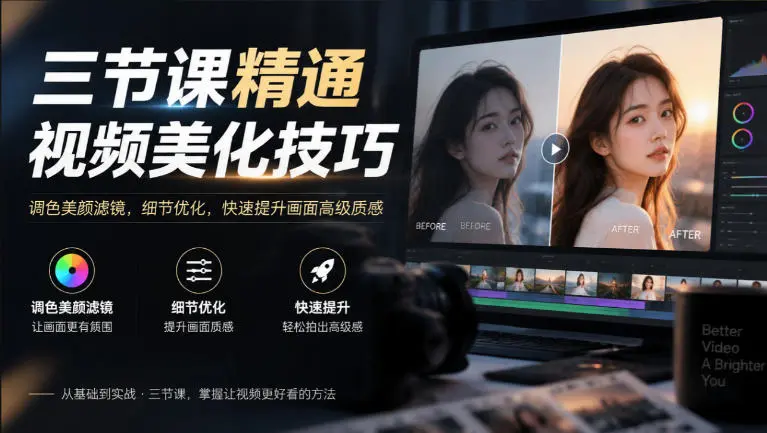 三节课精通视频美化技巧|调色美颜滤镜,细节优化,快速提升画面高级质感 第1张 三节课精通视频美化技巧|调色美颜滤镜,细节优化,快速提升画面高级质感 第1张