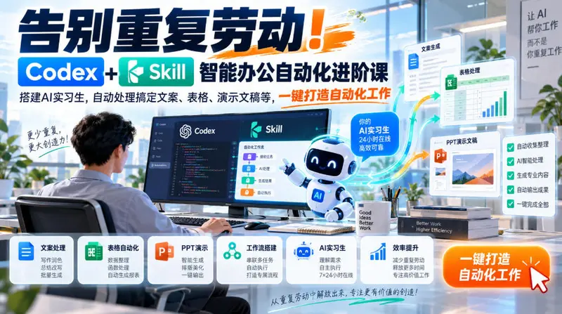 Codex+Skill智能办公自动化进阶课,一键打造自动化工作 第1张 Codex+Skill智能办公自动化进阶课,一键打造自动化工作 第1张