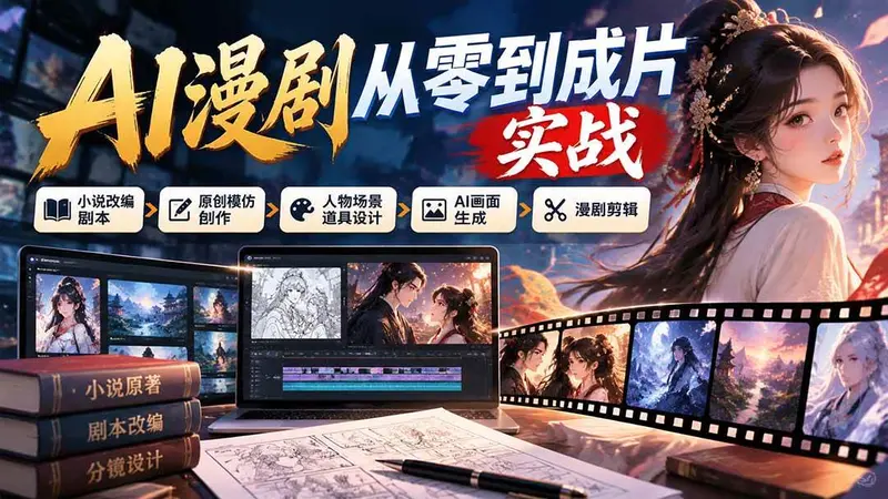 AI漫剧从零到成片实战:小说改编剧本、原创模仿创作、AI画面生成与漫剧剪辑 第1张 AI漫剧从零到成片实战:小说改编剧本、原创模仿创作、AI画面生成与漫剧剪辑 第1张
