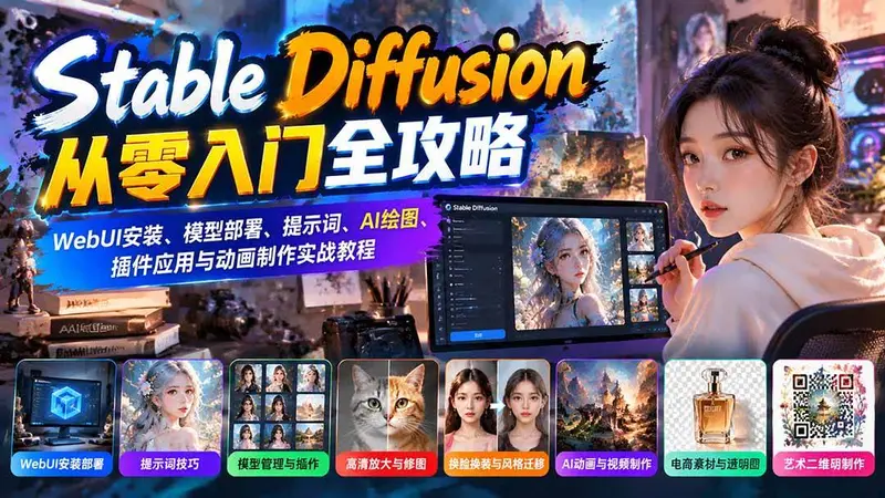 Stable Diffusion从零入门全攻略：WebUI安装、模型部署、与动画制作实战教程