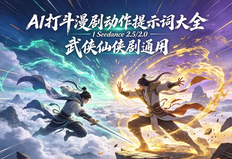 AI打斗漫剧动作提示词大全|Seedance 2.5/2.0 武侠仙侠剧通用 第1张 AI打斗漫剧动作提示词大全|Seedance 2.5/2.0 武侠仙侠剧通用 第1张