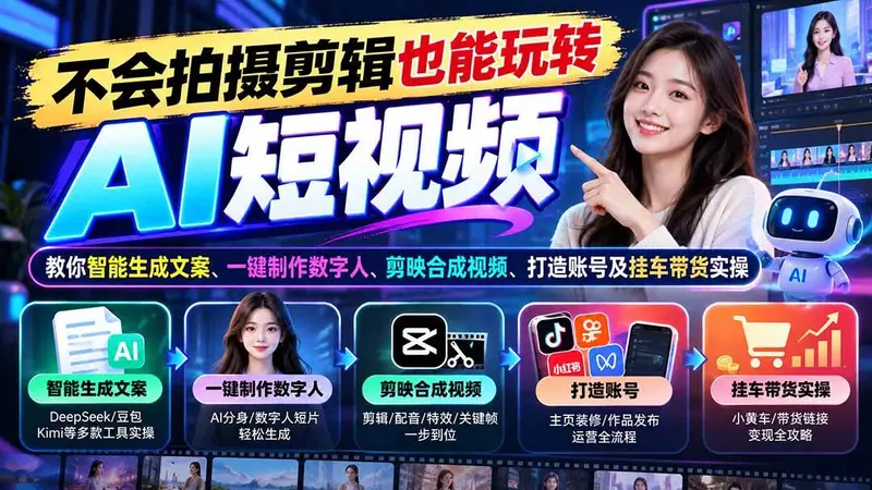 不会拍摄剪辑也能玩转AI短视频:教你智能生成文案、一键制作数字人、剪映合成视频 第1张 不会拍摄剪辑也能玩转AI短视频:教你智能生成文案、一键制作数字人、剪映合成视频 第1张