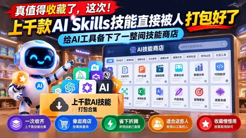 上千款AI Skills技能直接被人打包好了,给AI工具备下了一整间技能商店 第1张 上千款AI Skills技能直接被人打包好了,给AI工具备下了一整间技能商店 第1张