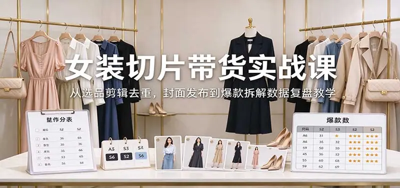 女装切片带货实战课:从选品剪辑去重,封面发布到爆款拆解数据复盘教学 第1张 女装切片带货实战课:从选品剪辑去重,封面发布到爆款拆解数据复盘教学 第1张