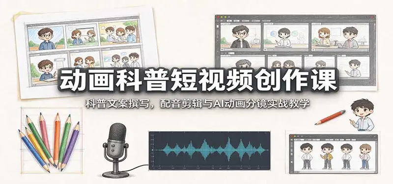 动画科普短视频创作课：科普文案撰写，配音剪辑与AI动画分镜实战教学
