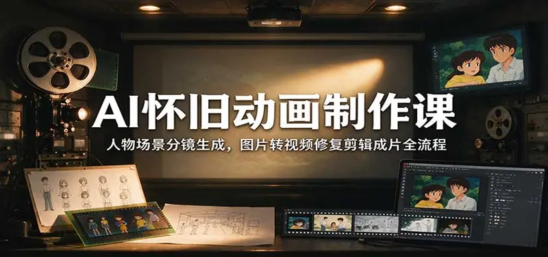 AI怀旧动画制作课:人物场景分镜生成,图片转视频修复剪辑成片全流程 第1张 AI怀旧动画制作课:人物场景分镜生成,图片转视频修复剪辑成片全流程 第1张