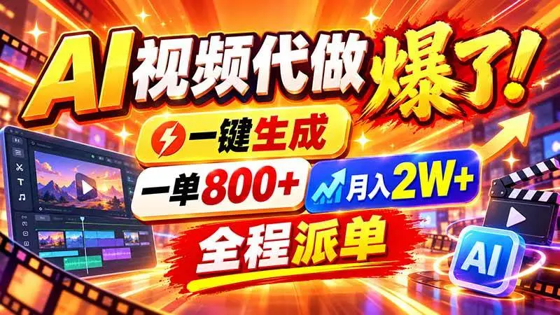 2026年底新赛道,AI视频代做一单800+,小白可做,告别打工 第1张 2026年底新赛道,AI视频代做一单800+,小白可做,告别打工 第1张